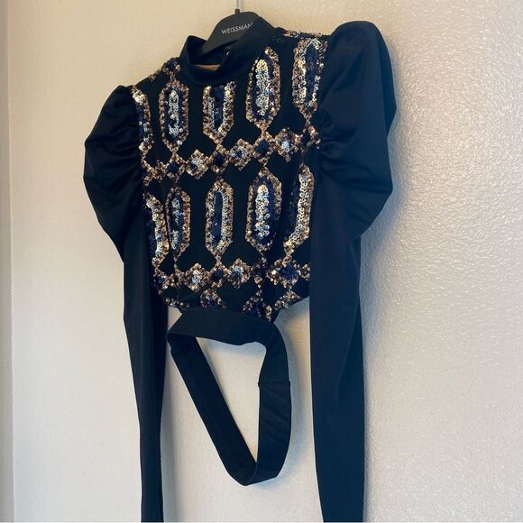 Revolution 10th House Dance Costume 2 piece black sequin BIONIC TH23116 MA adult - Picture 2 of 14